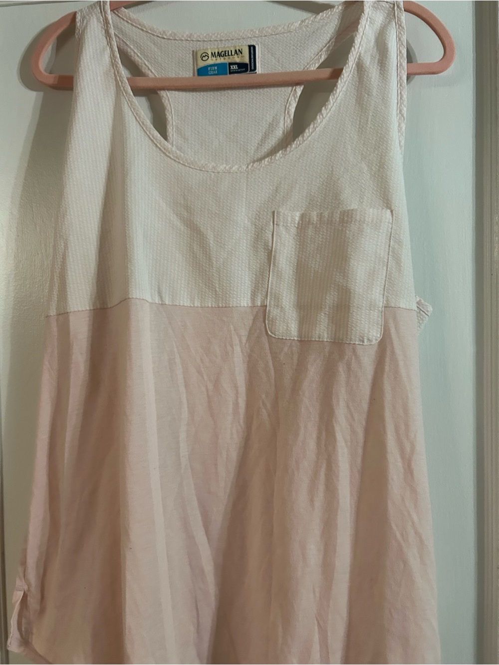Magellan Outdoors Pale Pink & Cream Sleeveless Top